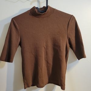 Zara Mock Neck Brown Top